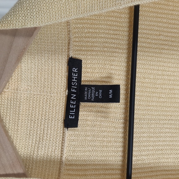 Eileen Fisher Butter Yellow Organic Linen Cotton Open Front Longline Cardigan - Picture 2 of 6